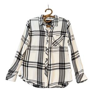 Rails | Hunter Plaid Button Front Shirt Black White‎ Size XS Rayon